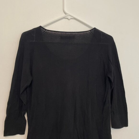 ALL SAINTS ALLSAINTS Taybar Sheer Cowl Knit Top Black Mixed Media 3/4 Sleeve M - Picture 13 of 15